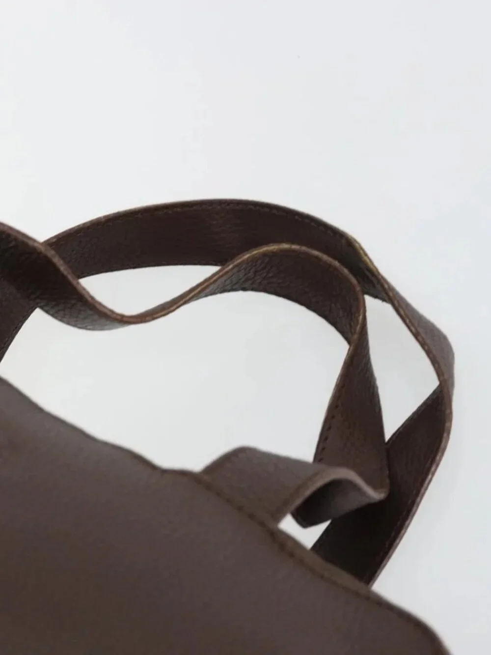 PRADA Hand Bag Leather Brown Gold Auth